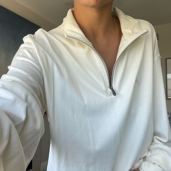 CLASSIC CREAM ZIP UP MOCK NECK SWEATER - Picture 3 of 14